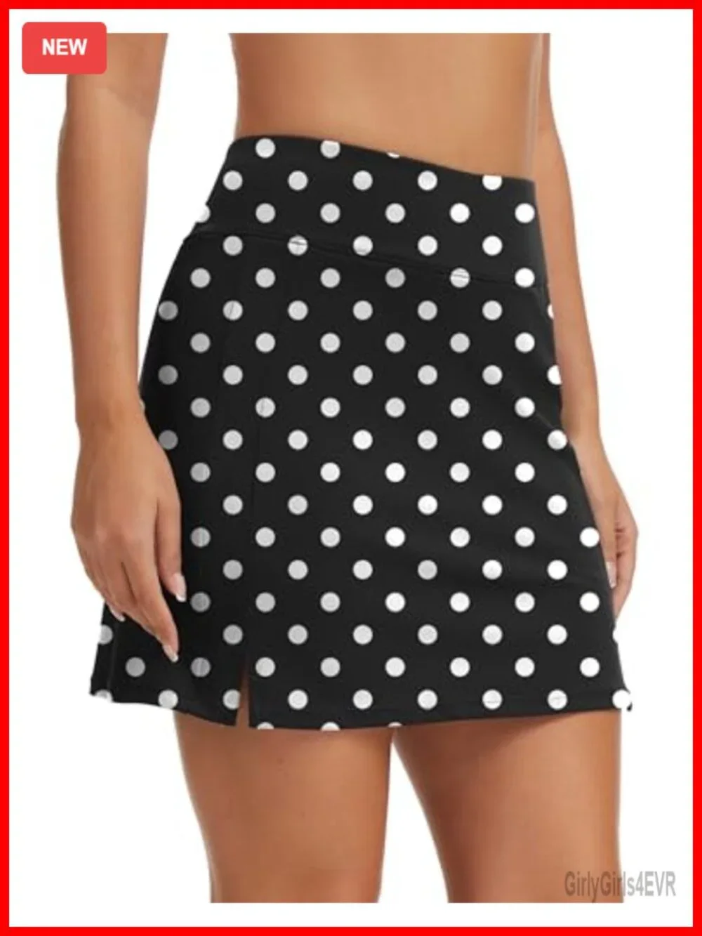High Waisted Tennis Skort with Built-in Shorts, Side Slit & Pockets